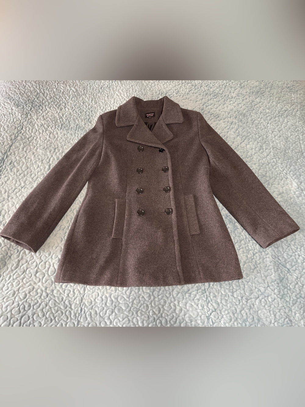 Halston Studio Coat Womens Sz 8 Charcoal Gray Wool Nylon Cashmere Blend Ukraine